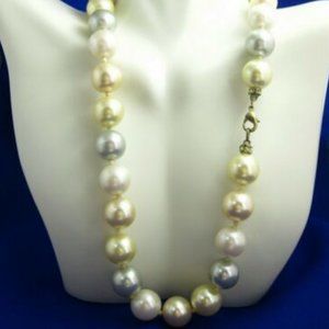 Vintage Multi-Color 13mm Rhinestone Pearl Necklace